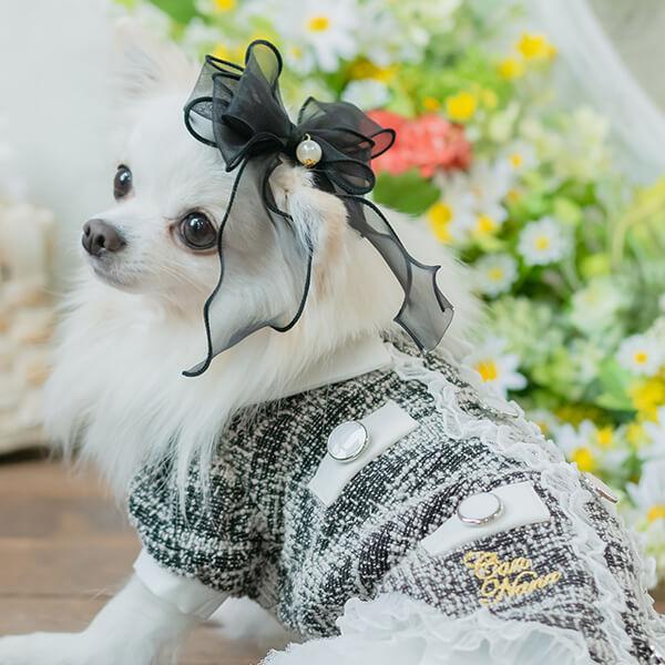 オーガンジーフリルバレッタリボン