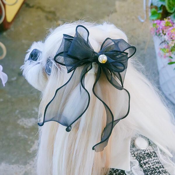 オーガンジーフリルバレッタリボン