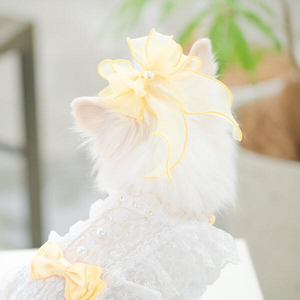 オーガンジーフリルバレッタリボン