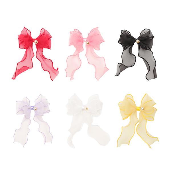 オーガンジーフリルバレッタリボン