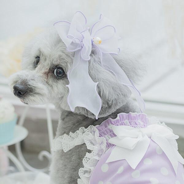 オーガンジーフリルバレッタリボン