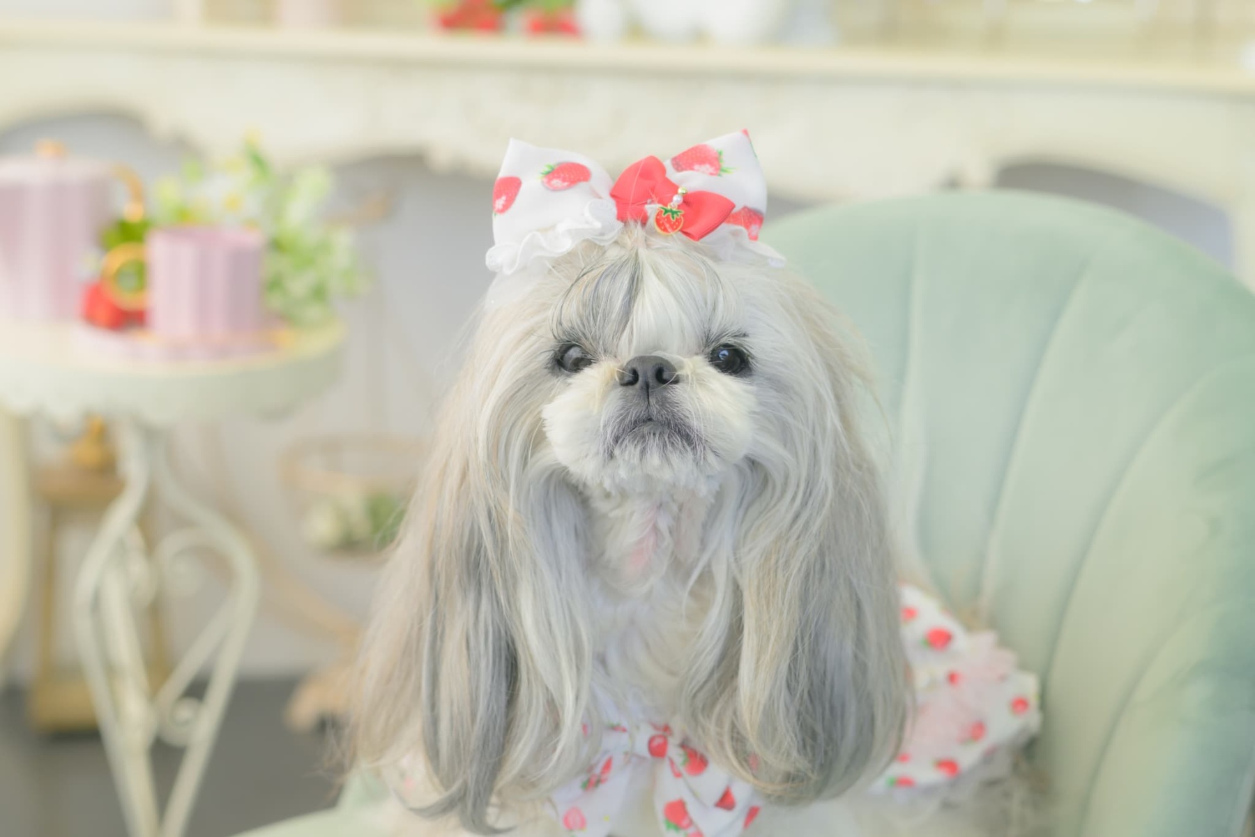 いちご柄カチューシャ風バレッタリボン