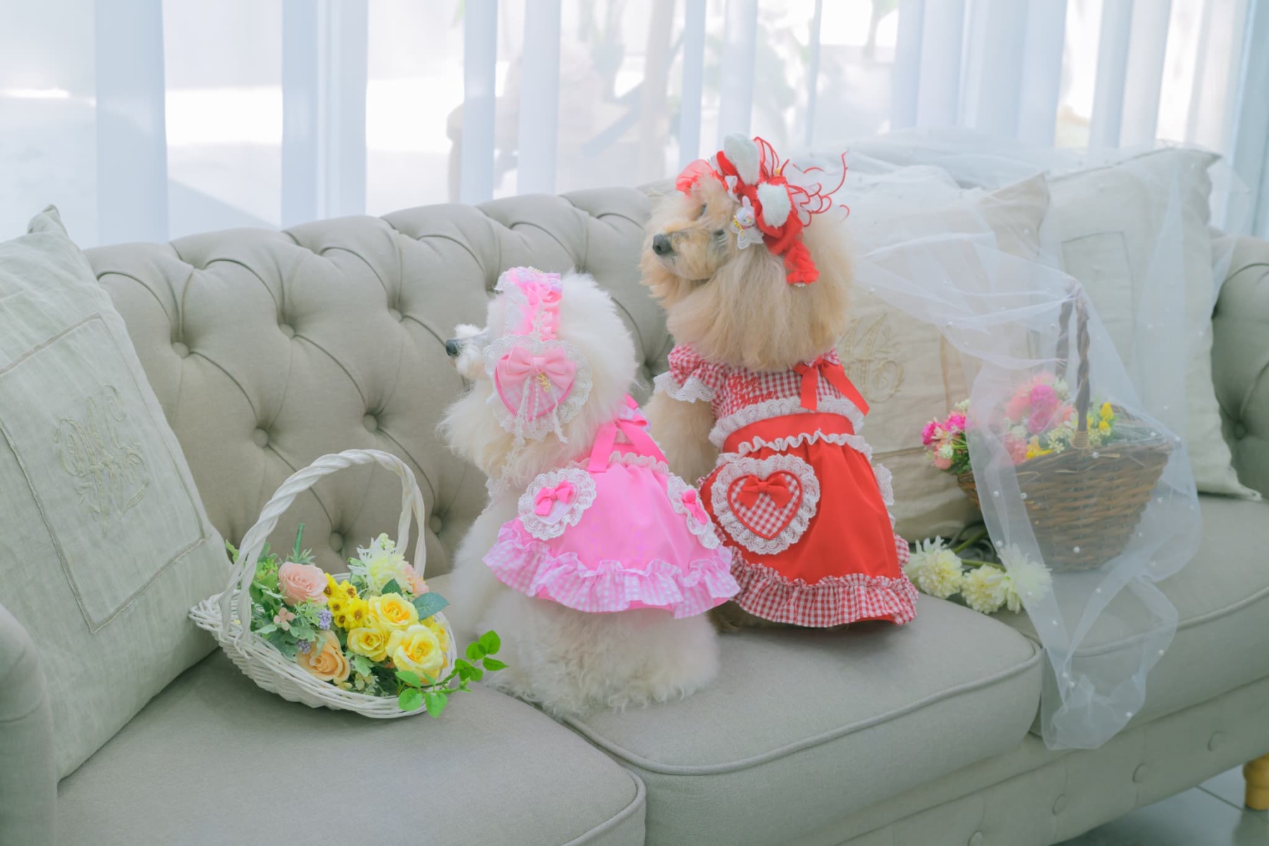 1177 ハートギンガムワンピース