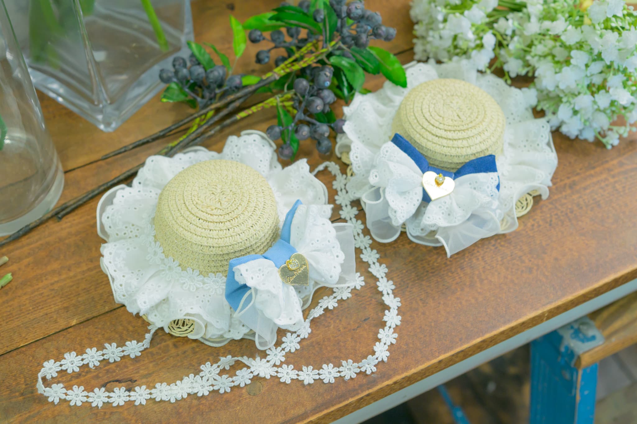 LH-016ﾃﾞﾆﾑﾊﾞﾚｯﾀ付麦わら帽子