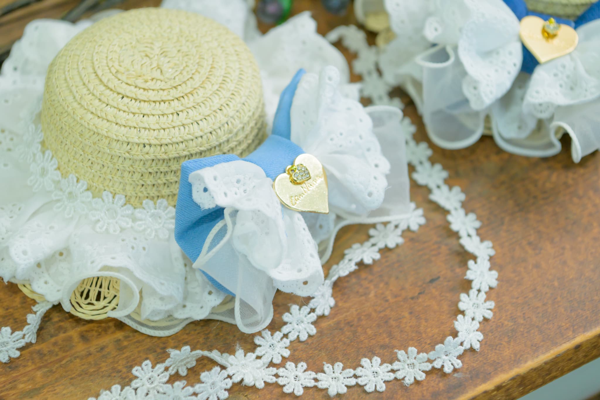 LH-016ﾃﾞﾆﾑﾊﾞﾚｯﾀ付麦わら帽子