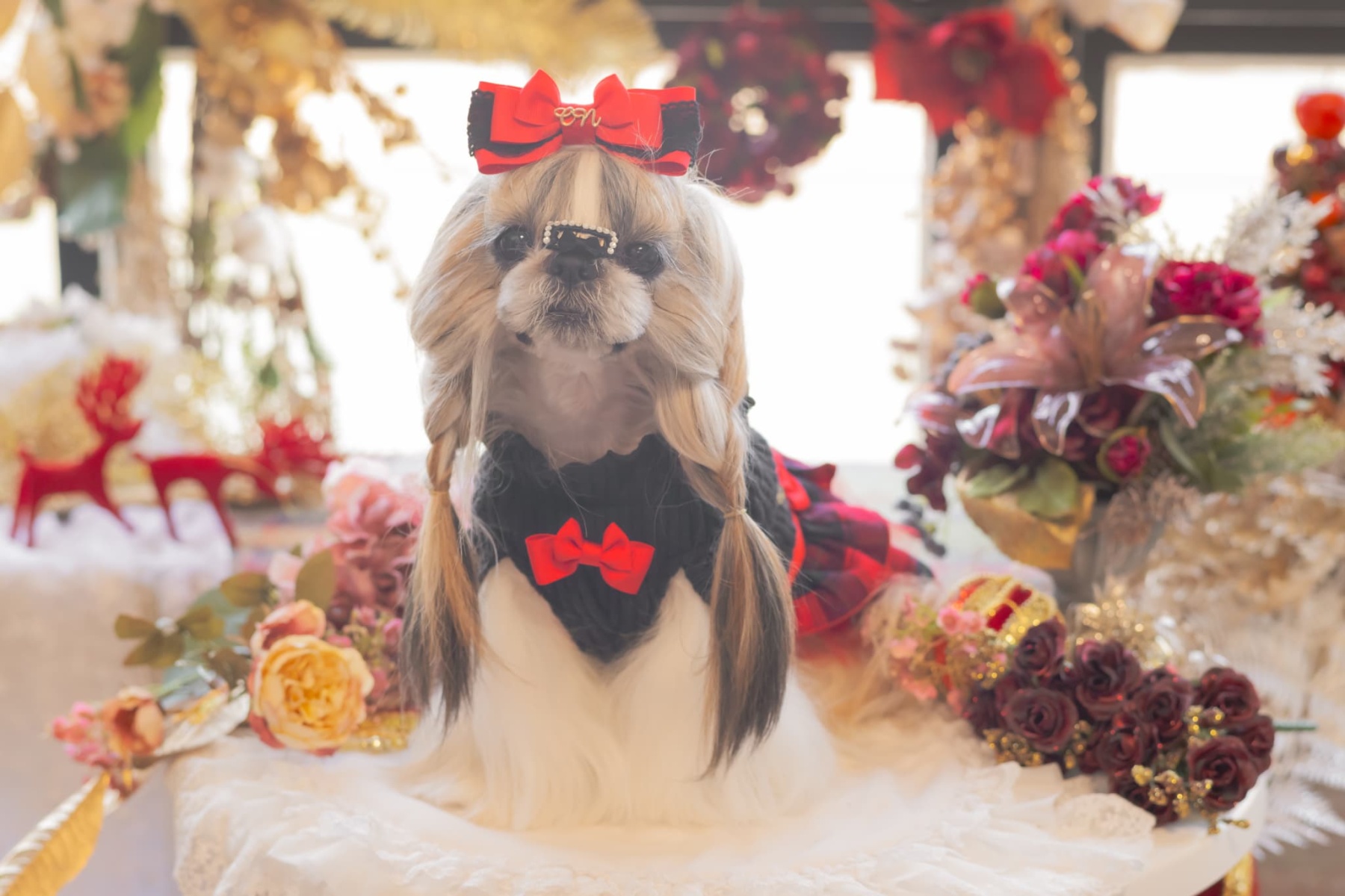 リブ×タータンチェックドッキングワンピース