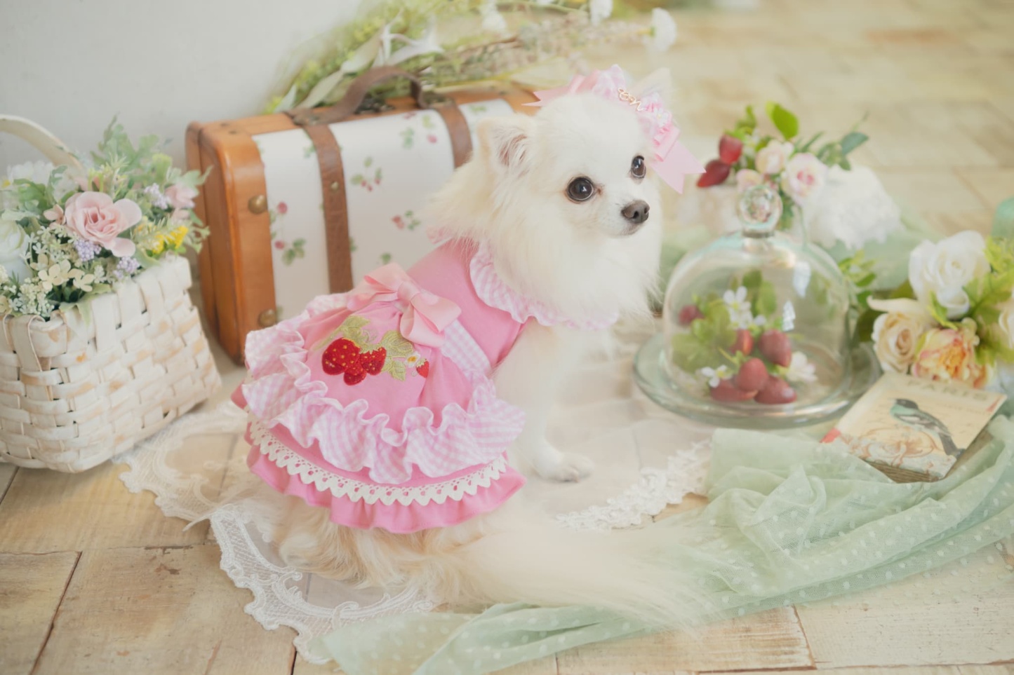 レトロいちごギンガムフリルワンピース