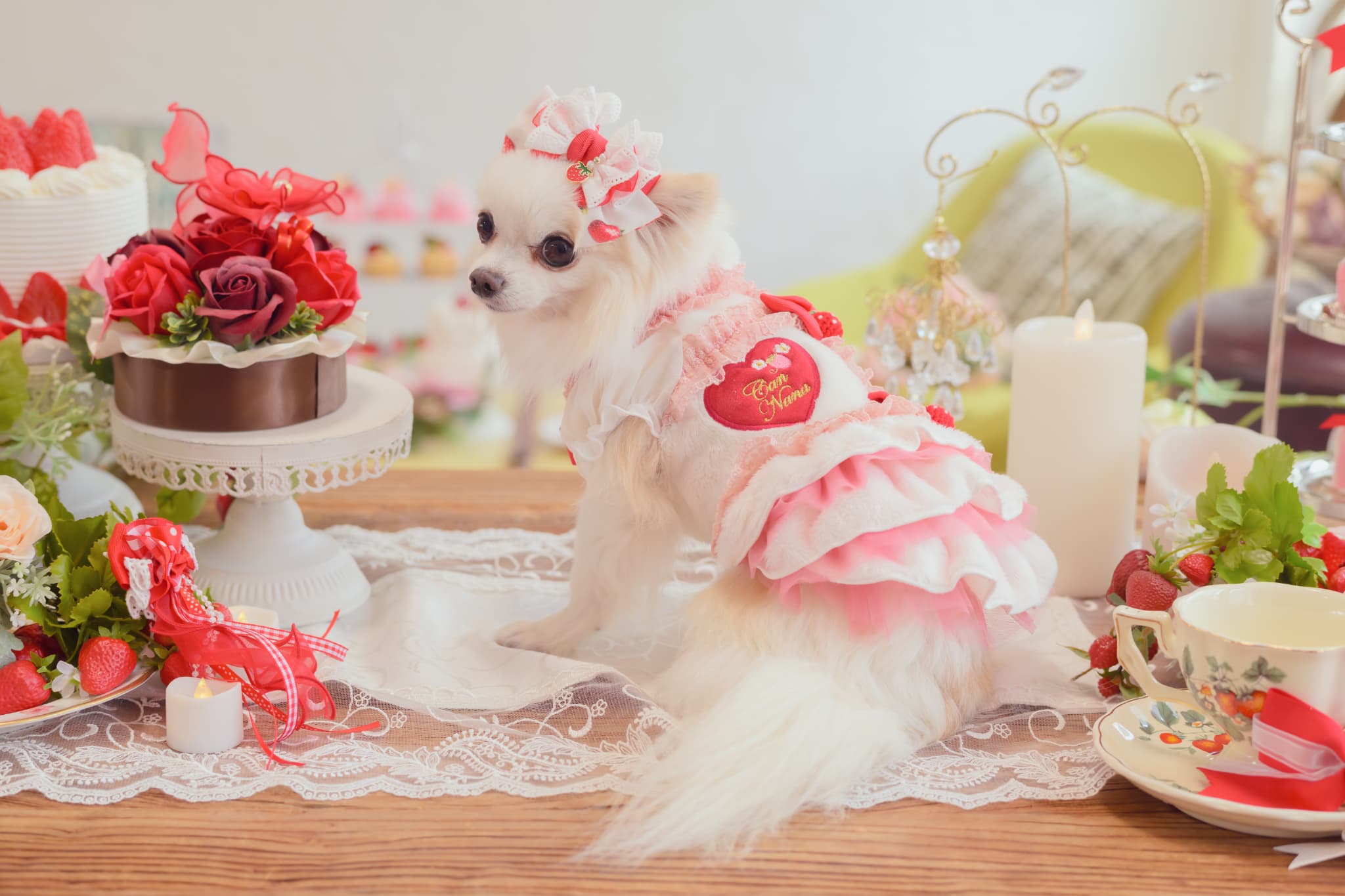 きゃんナナ　冬いちごデコレーションワンピース　L きゃんナナ 冬いちごデコレーションワンピース ホワイト L 1169冬