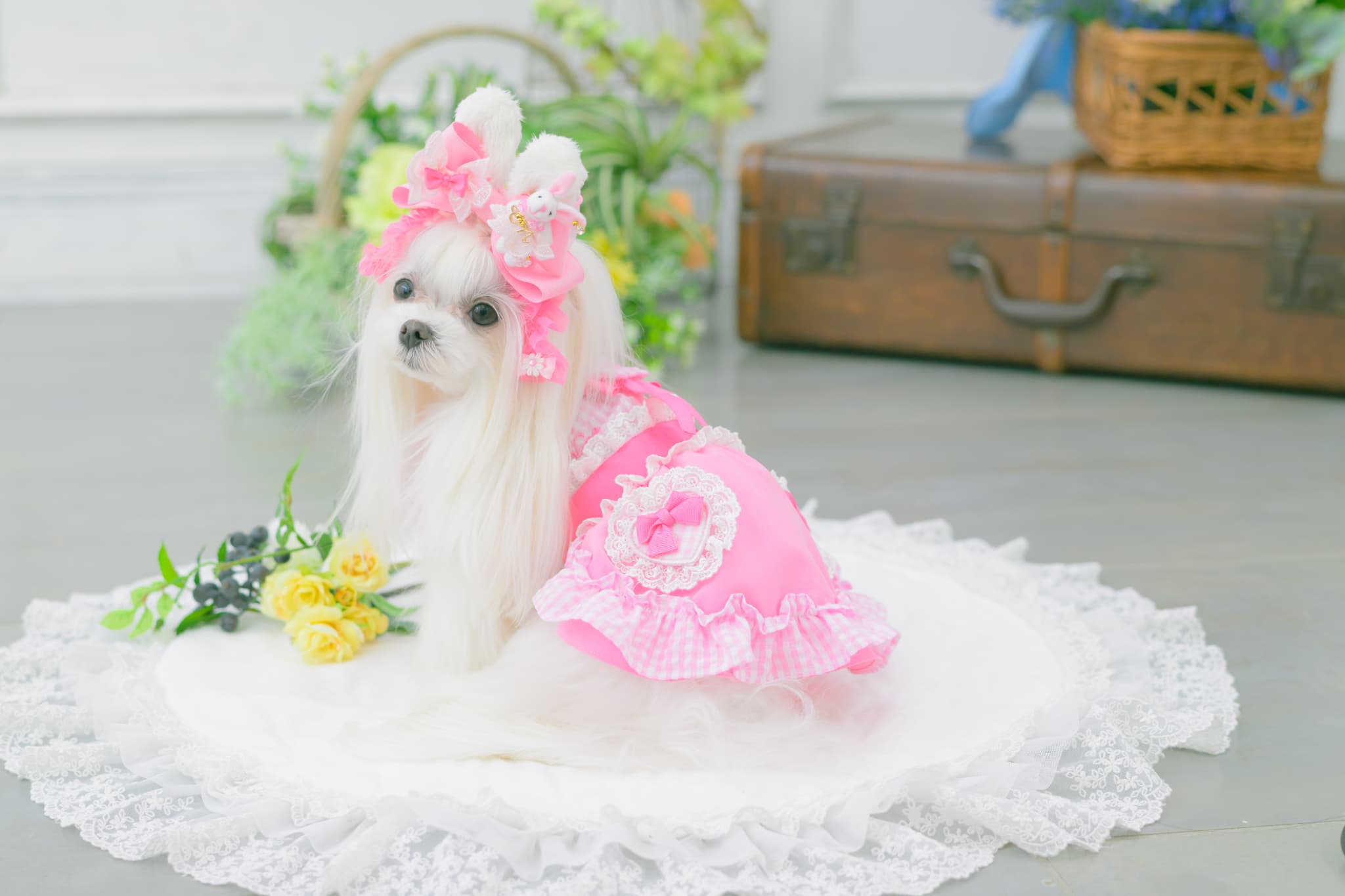 1177 ハートギンガムワンピース