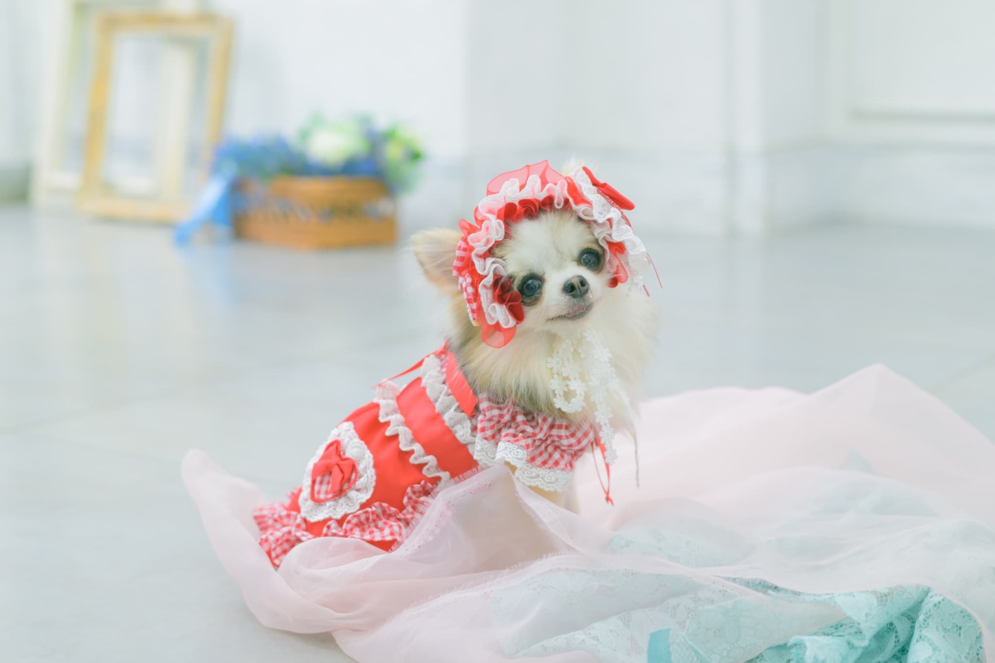 1177 ハートギンガムワンピース