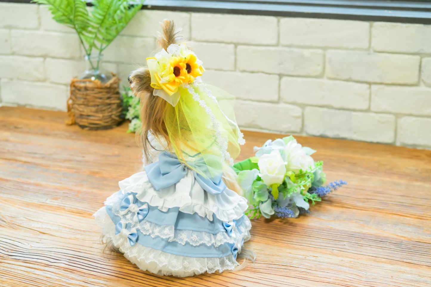 ひまわりベール風バレッタリボン