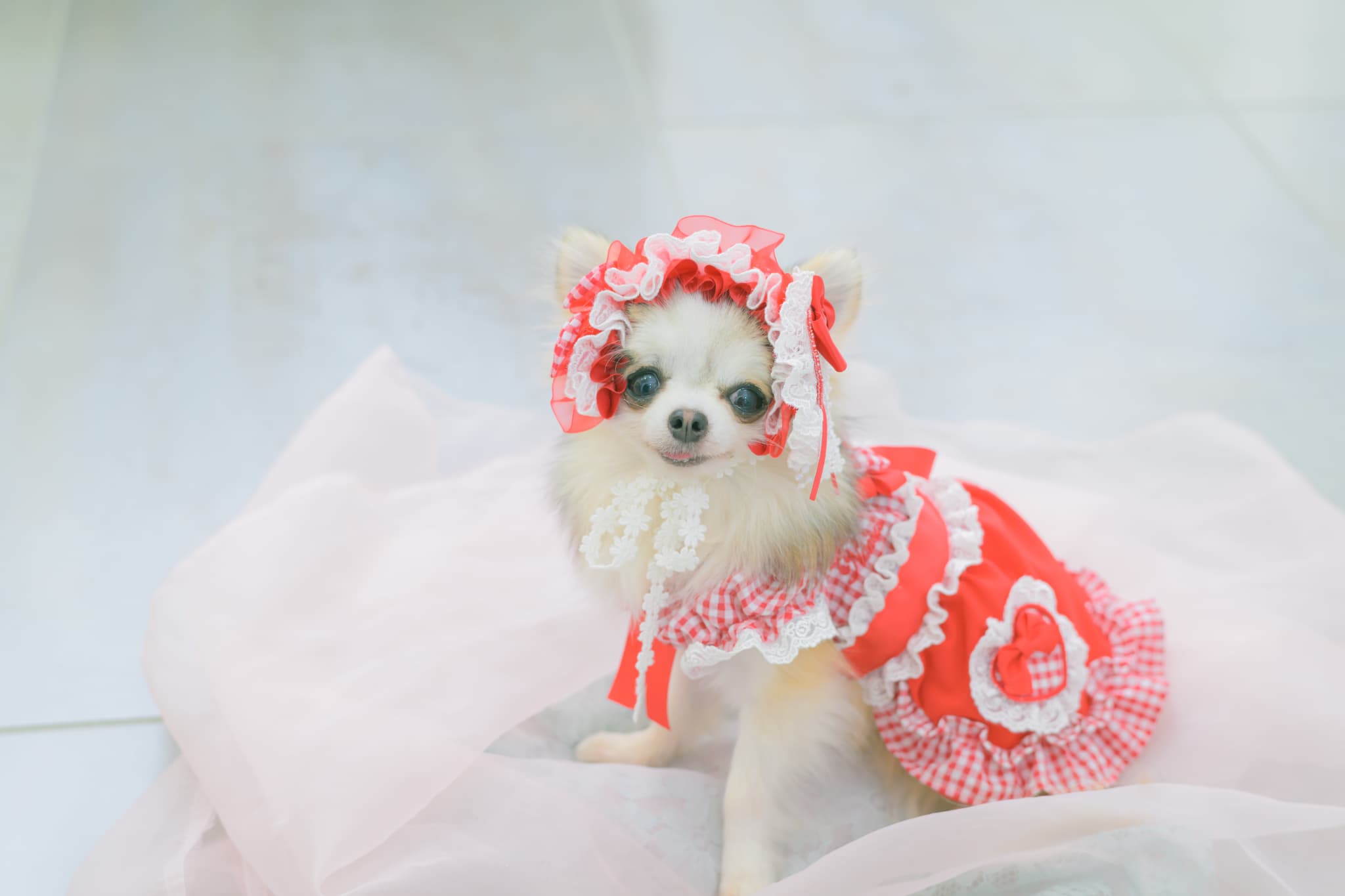 1177 ハートギンガムワンピース