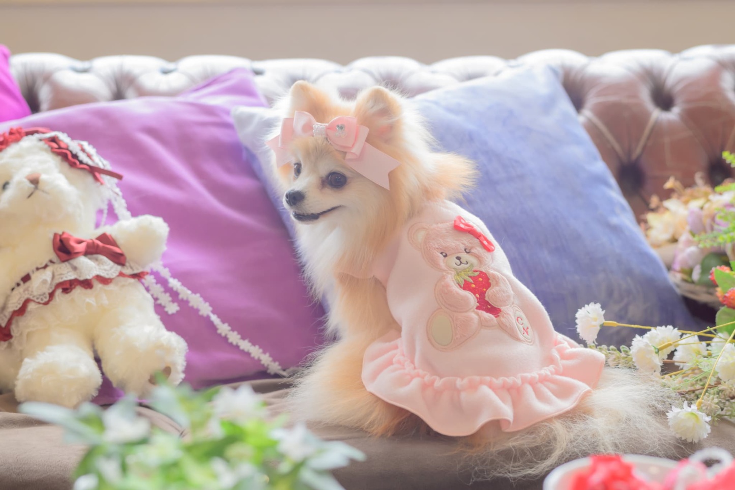 1171くまいちごフリースワンピース