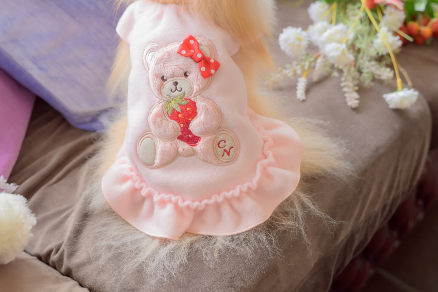 1171くまいちごフリースワンピース