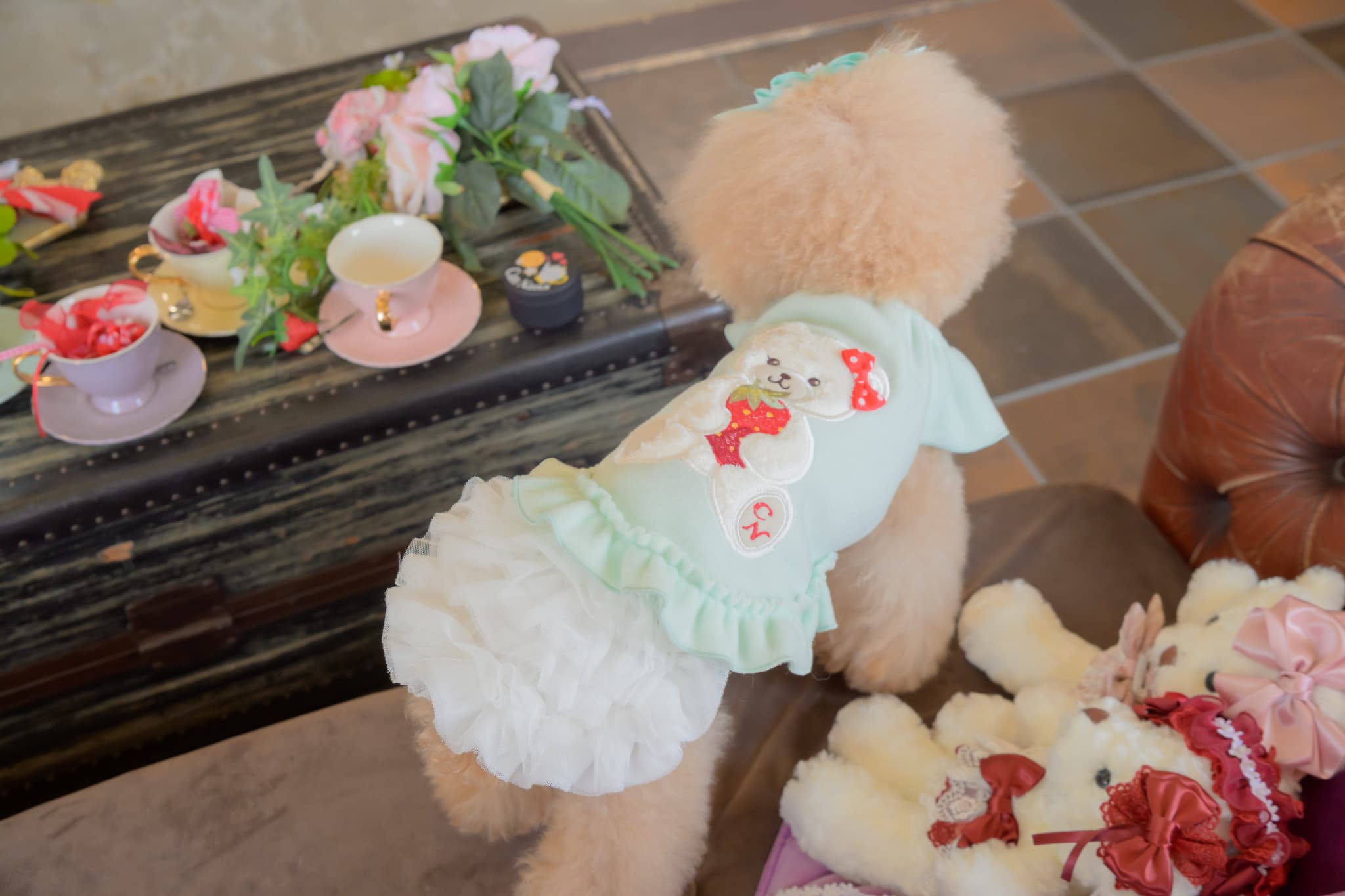 1171くまいちごフリースワンピース