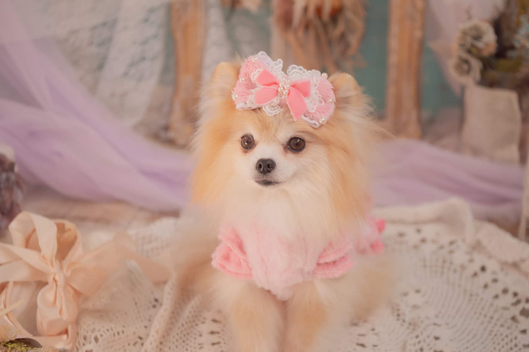 LB-324ファーデコレーションバレッタリボン