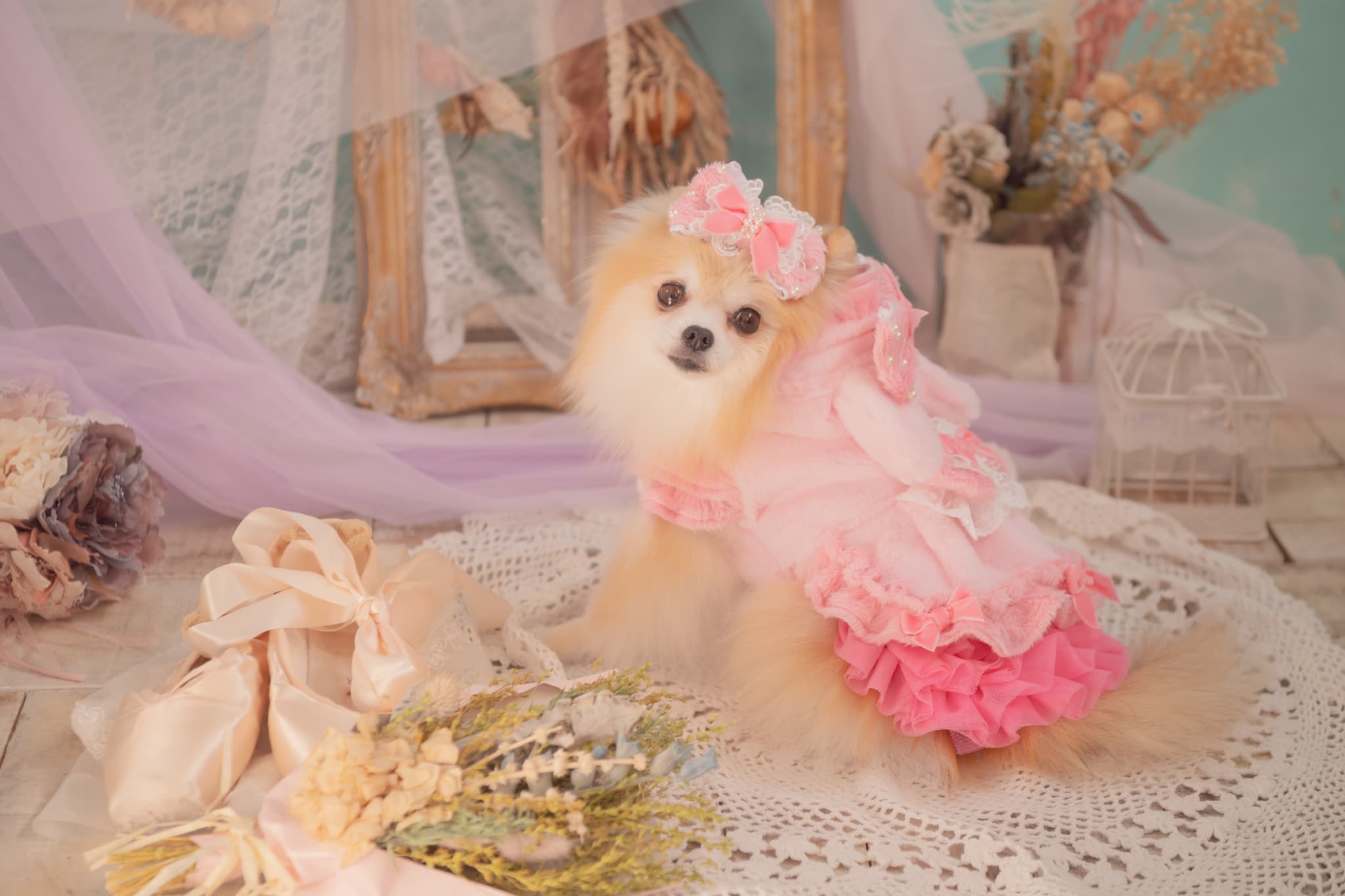 1173冬うさぎファーワンピース