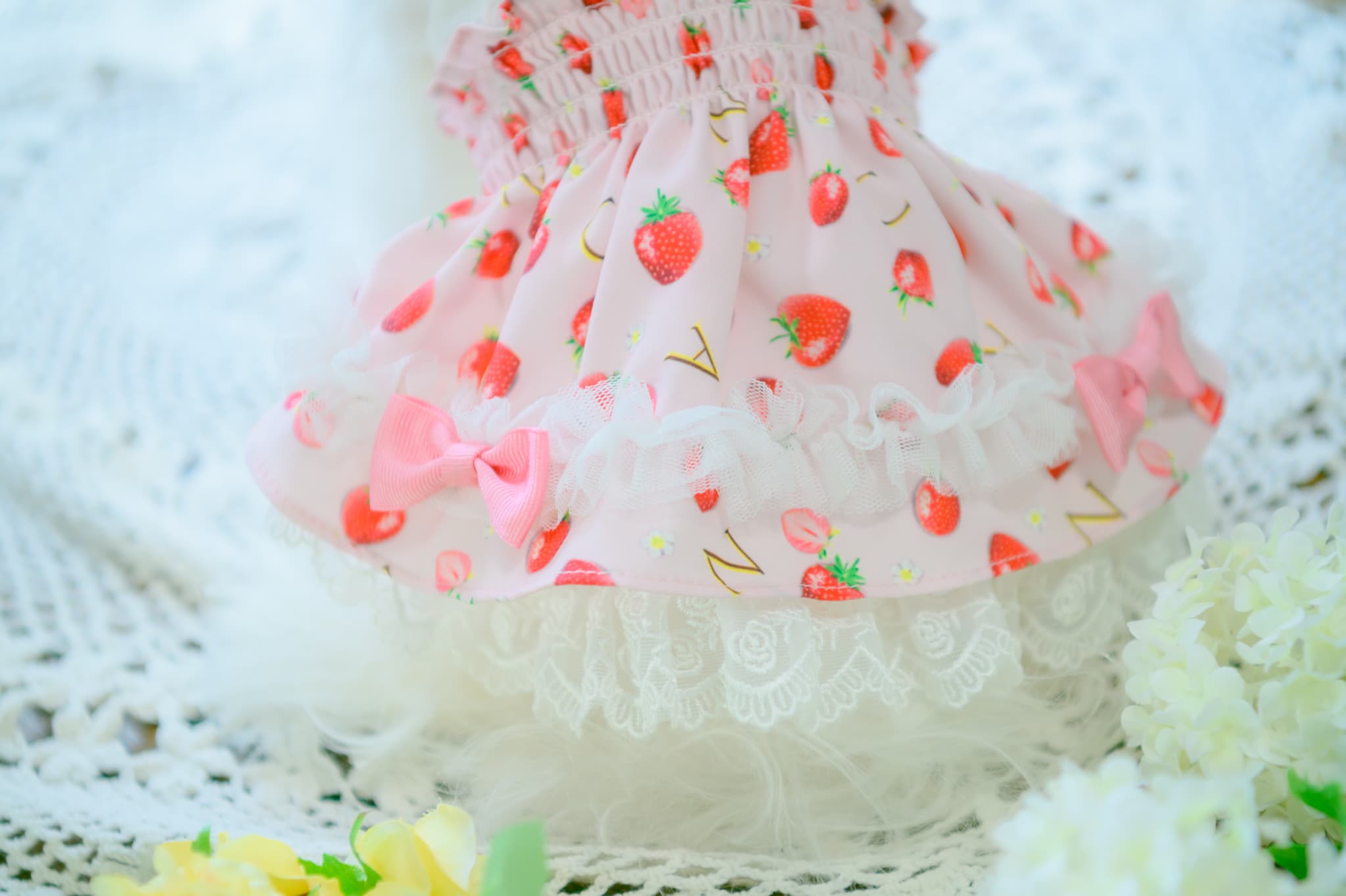 いちご柄シフォンドッキングワンピース