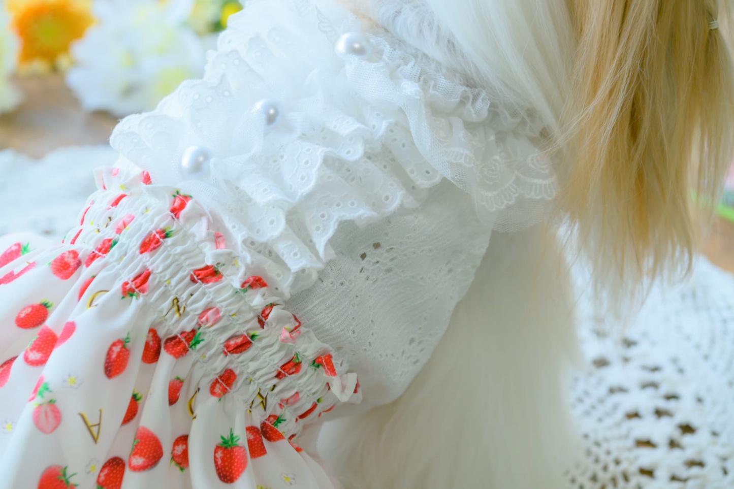 いちご柄シフォンドッキングワンピース