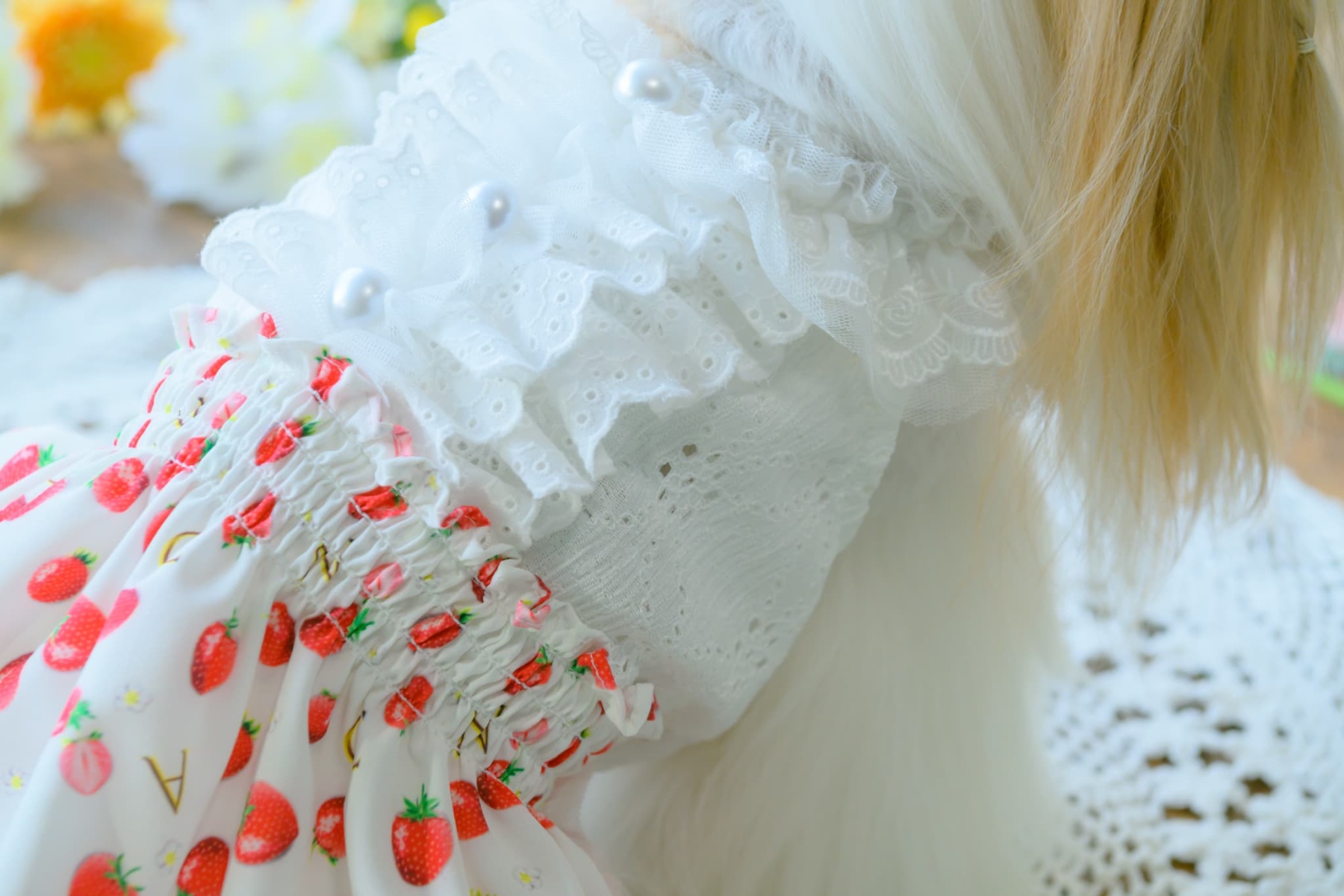 いちご柄シフォンドッキングワンピース