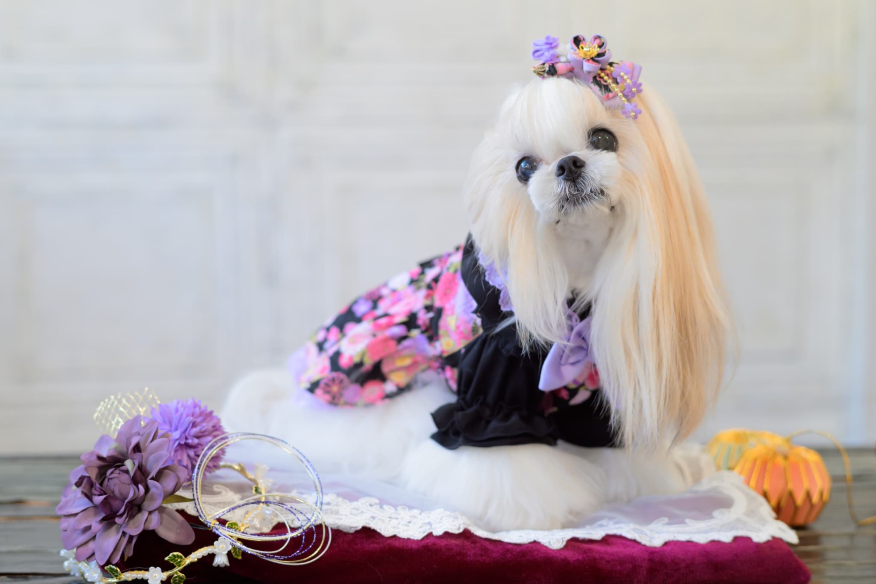 和ロリつまみ細工バレッタリボン