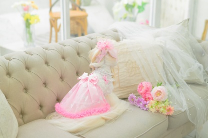 1178レース＆チュールキャミワンピース(リボンブローチ付き)