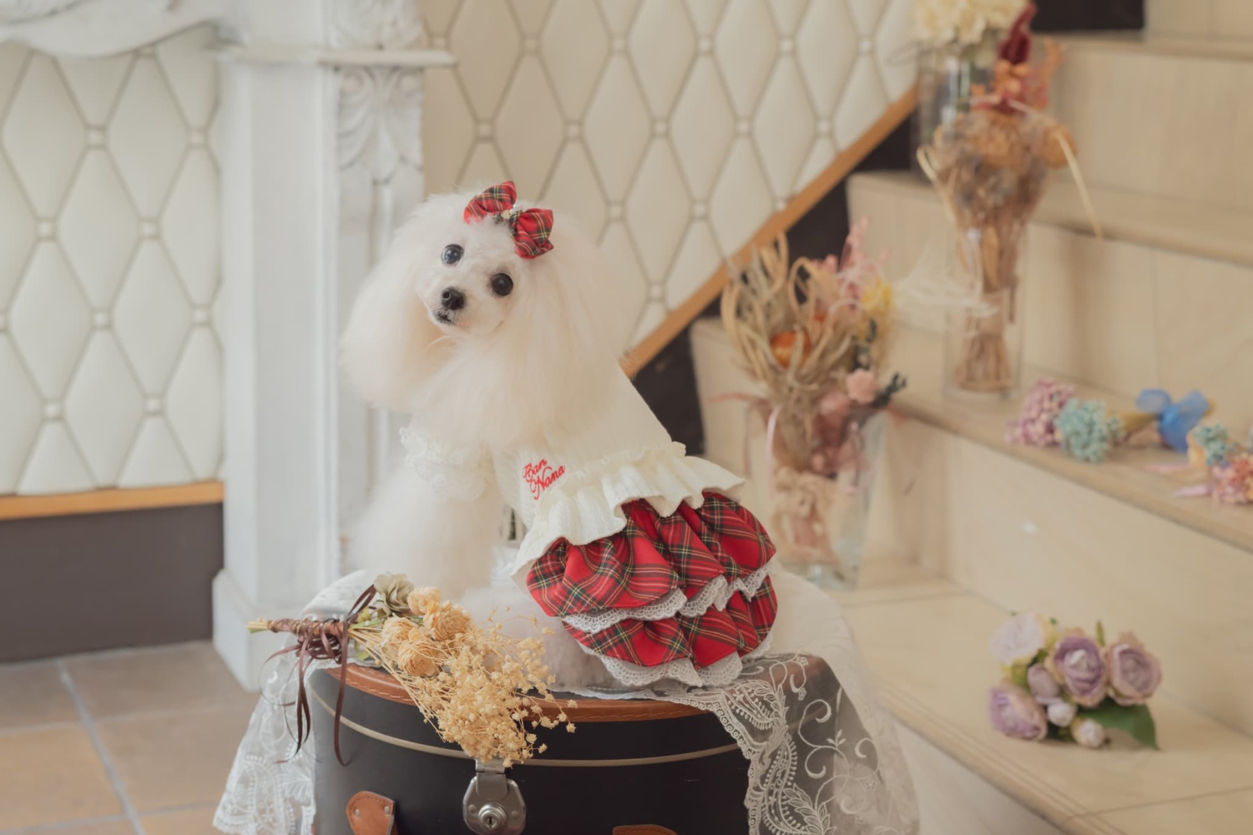 クラシカルチェックドッキングワンピース