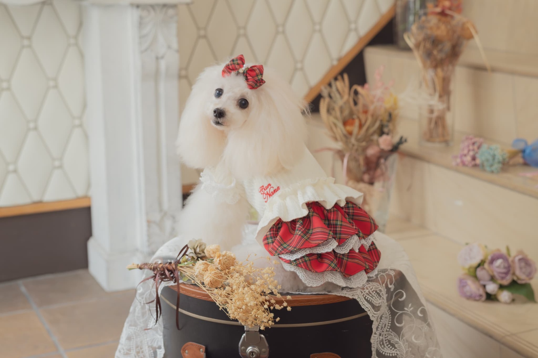 クラシカルチェックドッキングワンピース