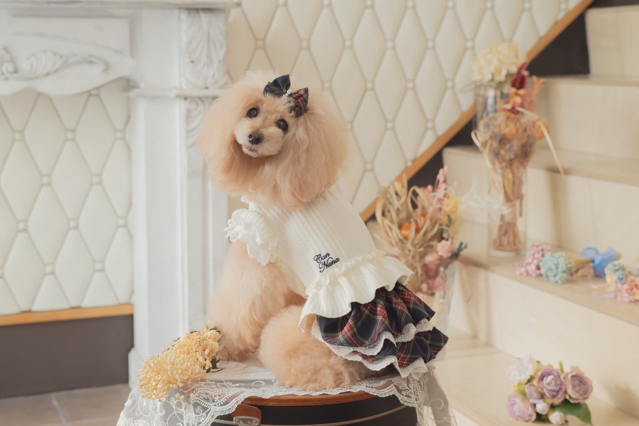 クラシカルチェックドッキングワンピース