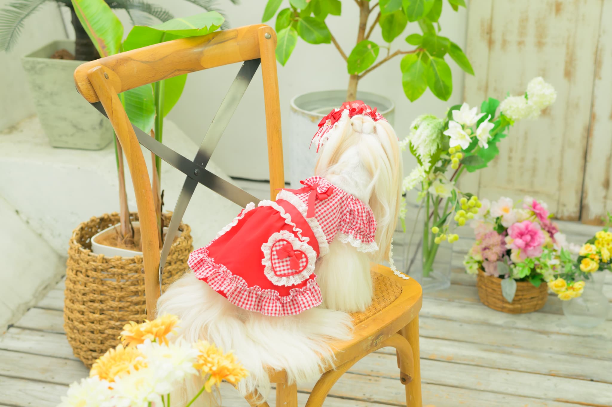 1177 ハートギンガムワンピース