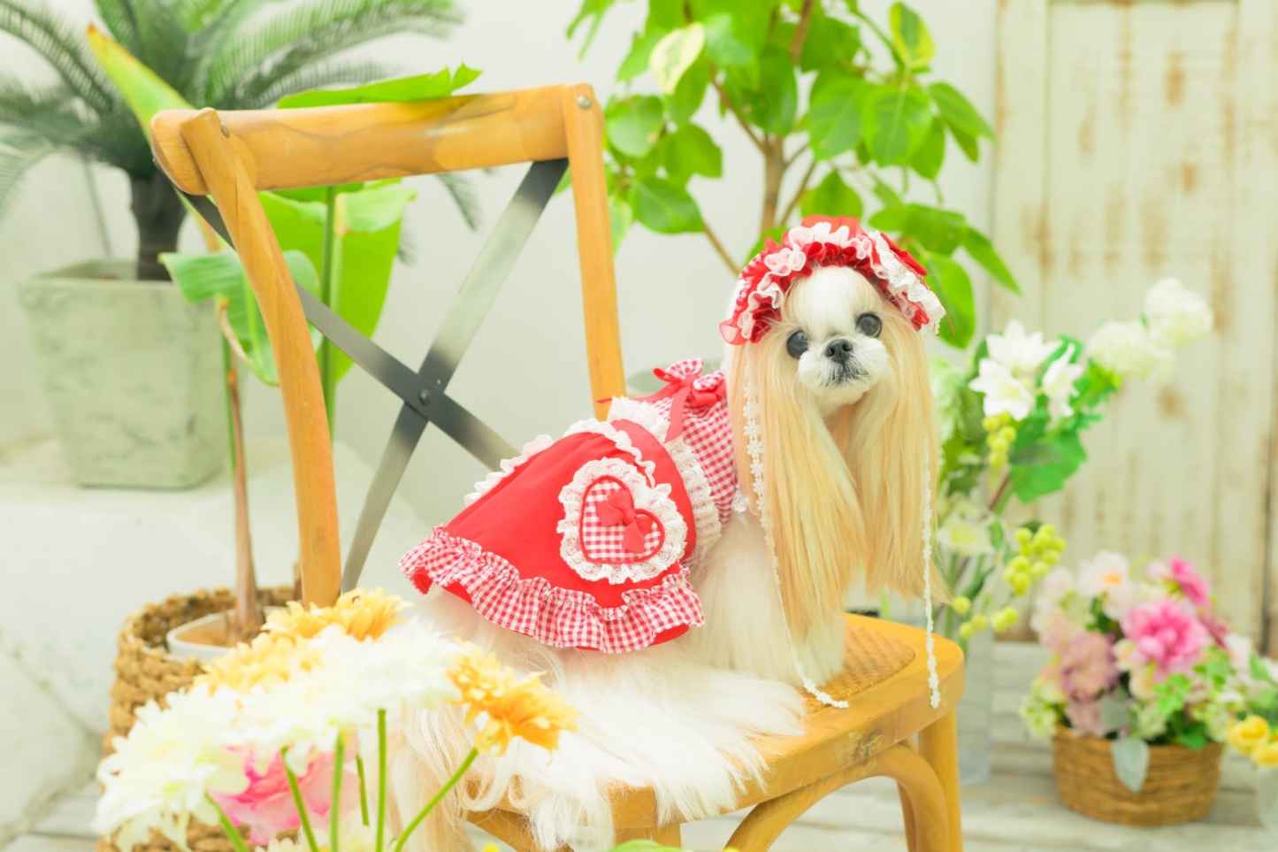 1177 ハートギンガムワンピース