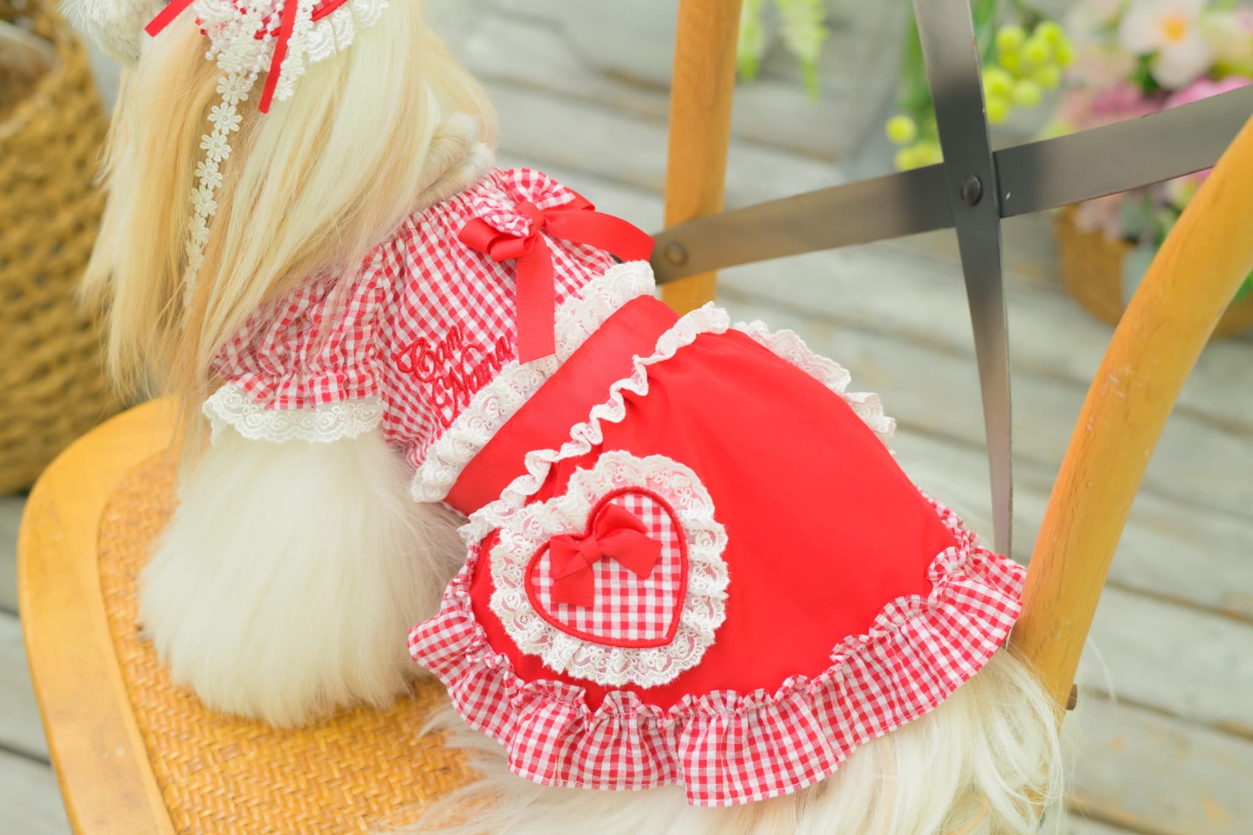 1177 ハートギンガムワンピース