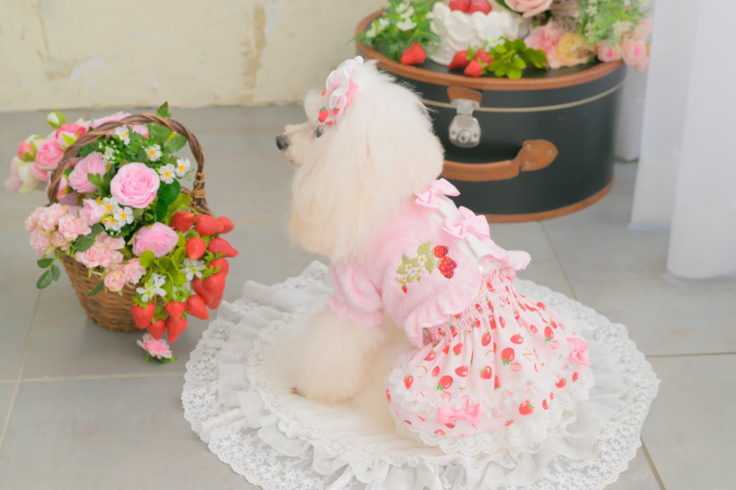 1176 いちご刺繍ハーフボレロ　