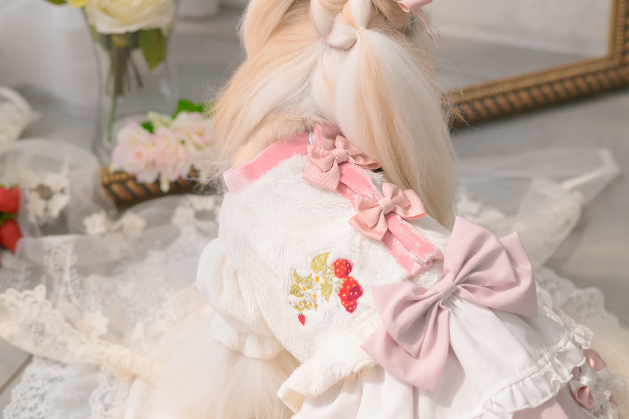 1176 いちご刺繍ハーフボレロ　