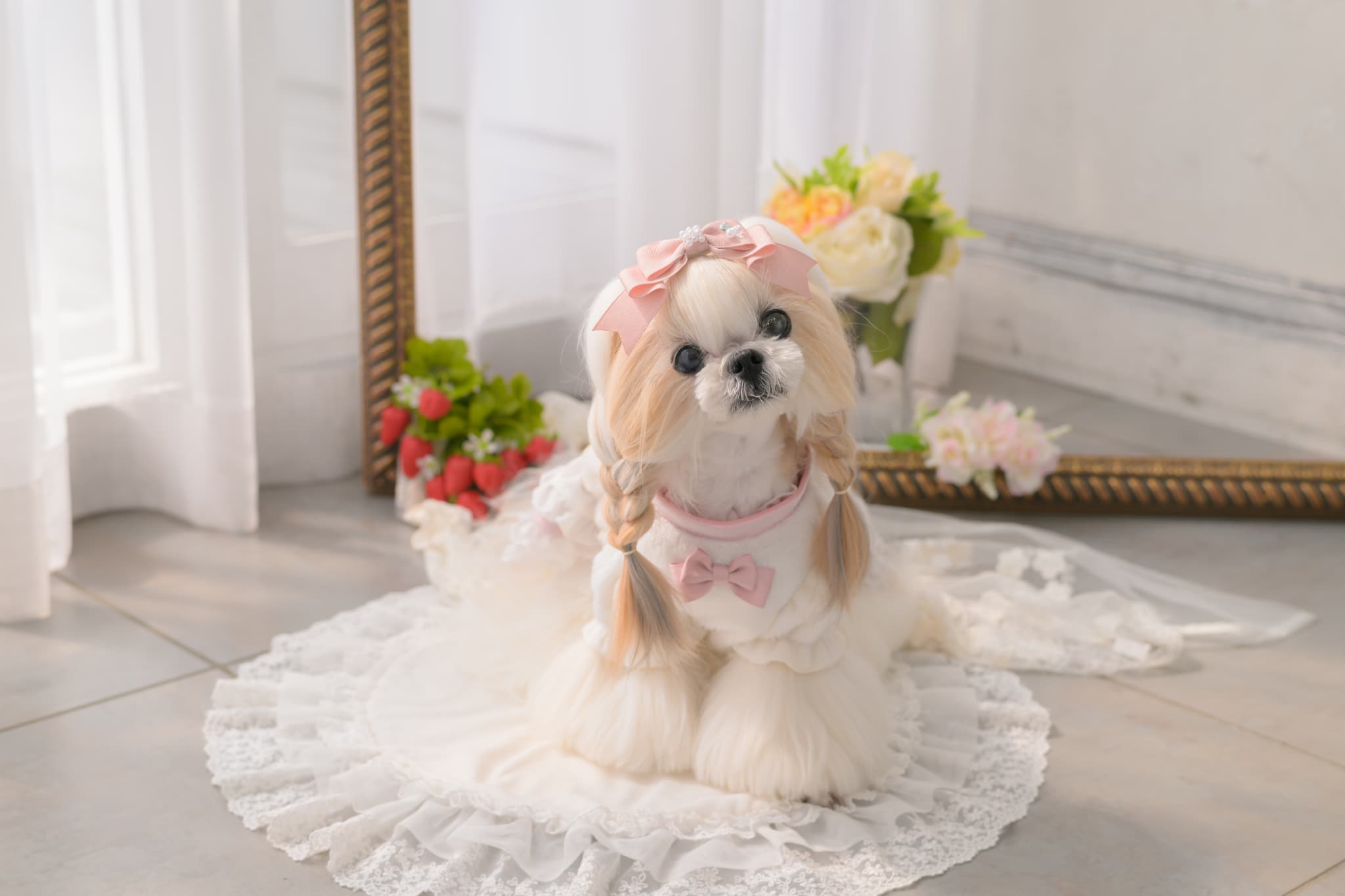 1176 いちご刺繍ハーフボレロ　