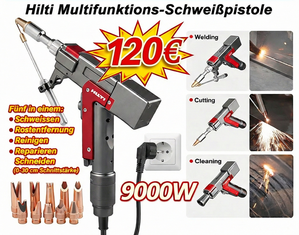 9000W Tragbares Laserschweißgerät (vier in einem) Schweißen + Schneiden + Rostentfernung + Reinigen [Schweißdicke: 0–20 mm]