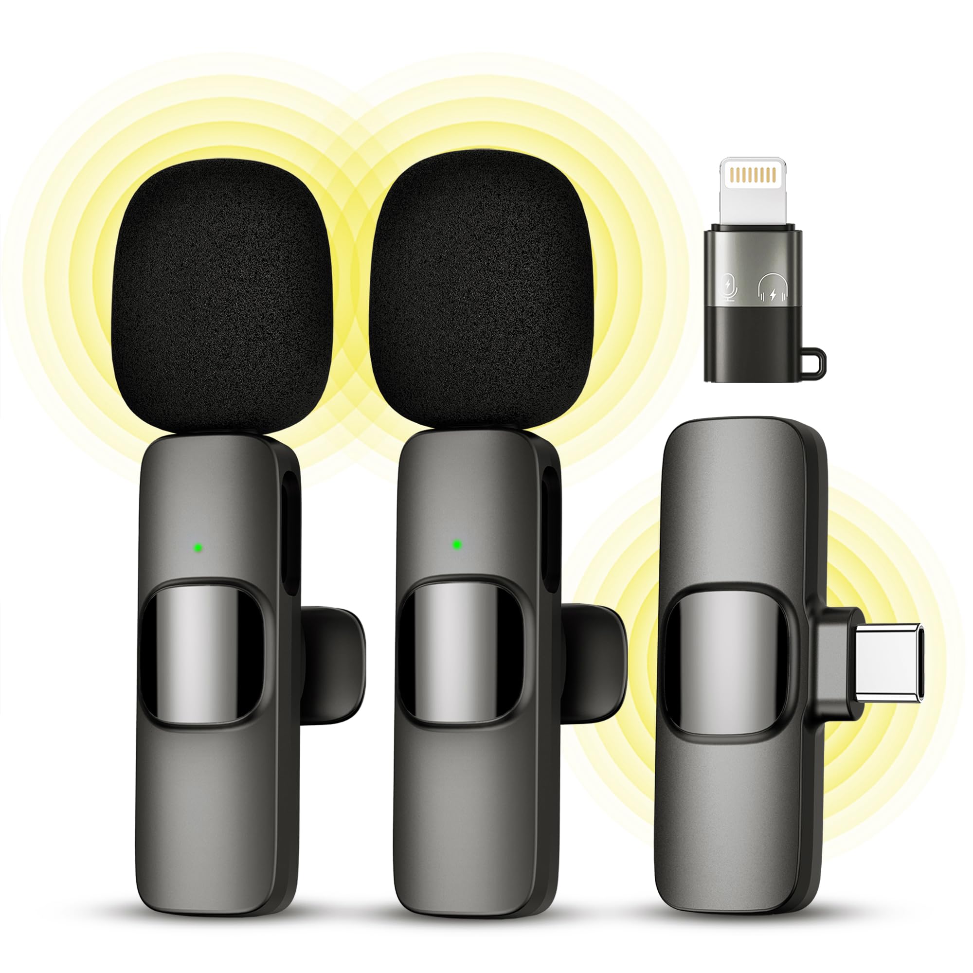 Micrófono inalámbrico, micrófono de solapa para grabación de vídeo - Pack de 2 micrófonos para iPhone, grabación nítida con USB-C.