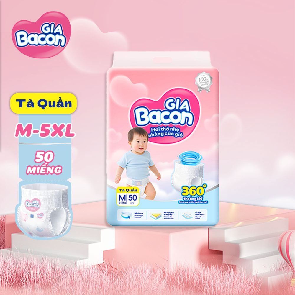 Tã Quần GiaBacon M-5XL - 50 Miếng