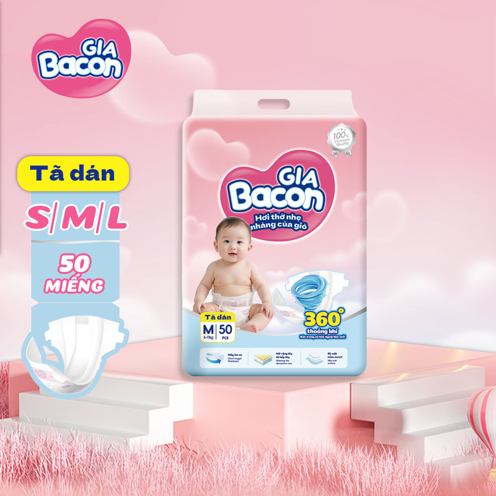Tã Dán GiaBacon S/M/L - 50 Miếng