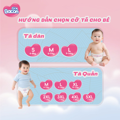 Tã Dán GiaBacon M/L/XL/XXL/3XL/4XL/5XL- 50 Miếng