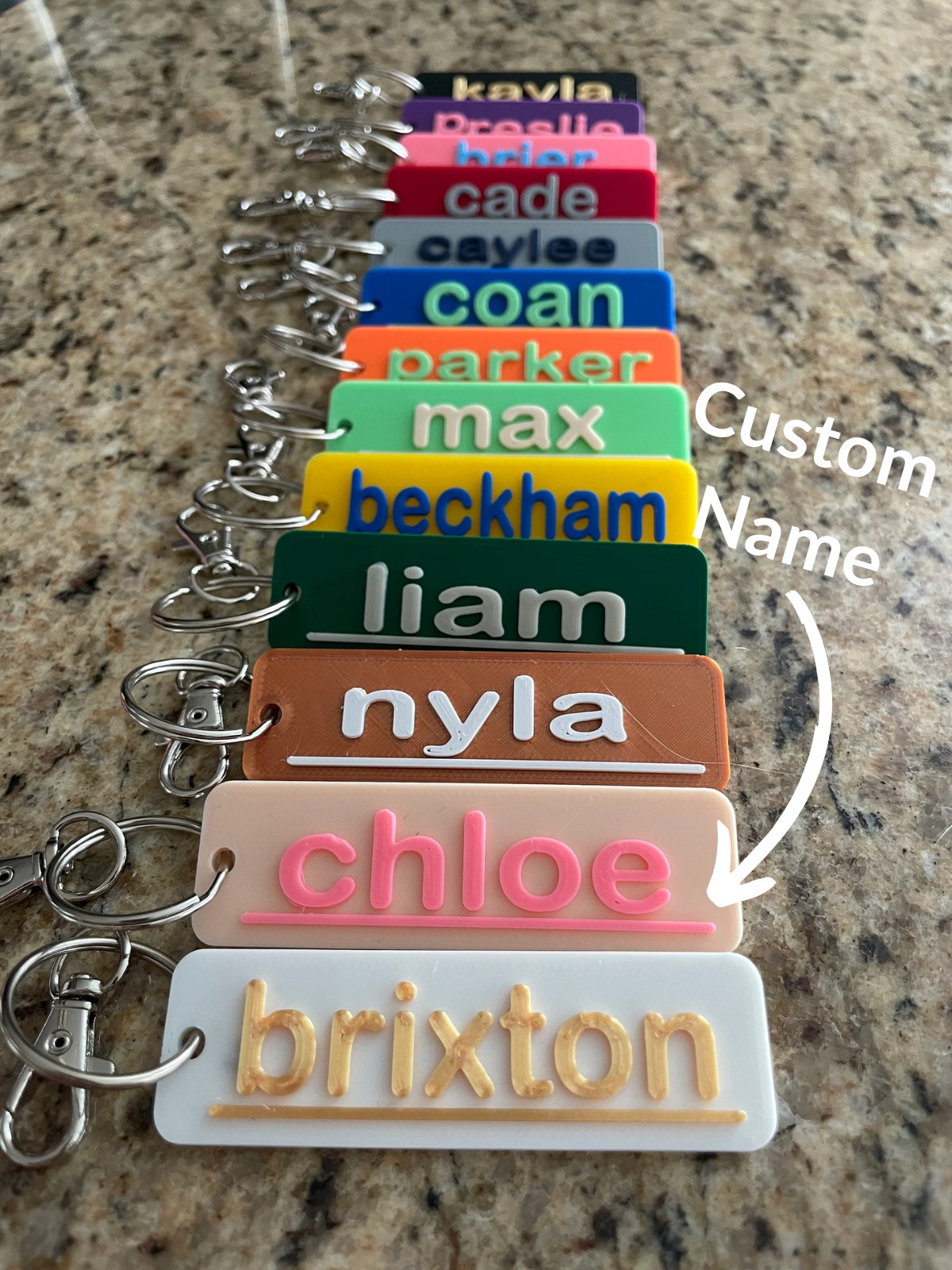 1 Piece Customizable Name Keychain or Zipper Pull, Choose your color and name, Perfect for Backpacks, Luggage, School Bags, Gifts, Party Favors