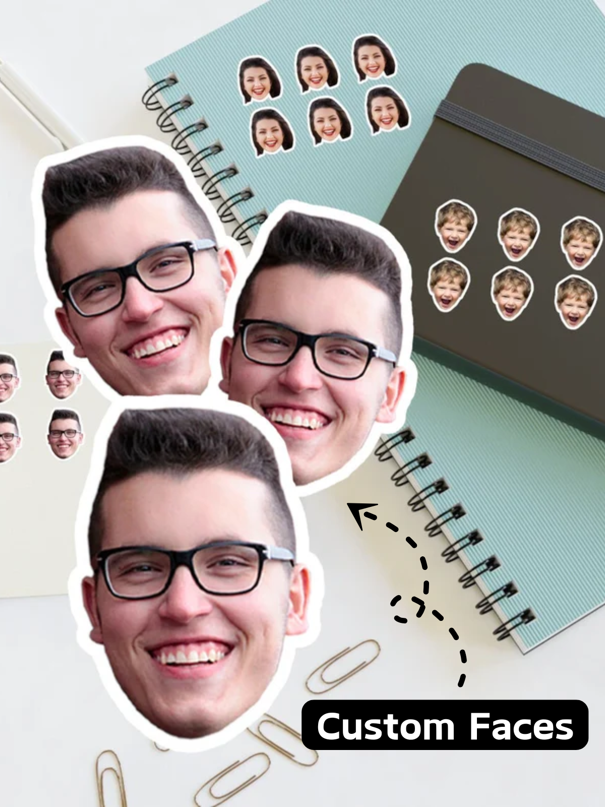 25 pcs/set Customizable Face Stickers Confetti, Personalized Mini Stickers, Bachelorette & Birthday Party Favors, Pet & Coworker Themed Designs, Adhesive Decorations for Kids' Bday & Celebrations