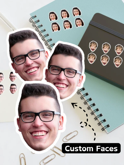 25 pcs/set Customizable Face Stickers Confetti, Personalized Mini Stickers, Bachelorette & Birthday Party Favors, Pet & Coworker Themed Designs, Adhesive Decorations for Kids' Bday & Celebrations