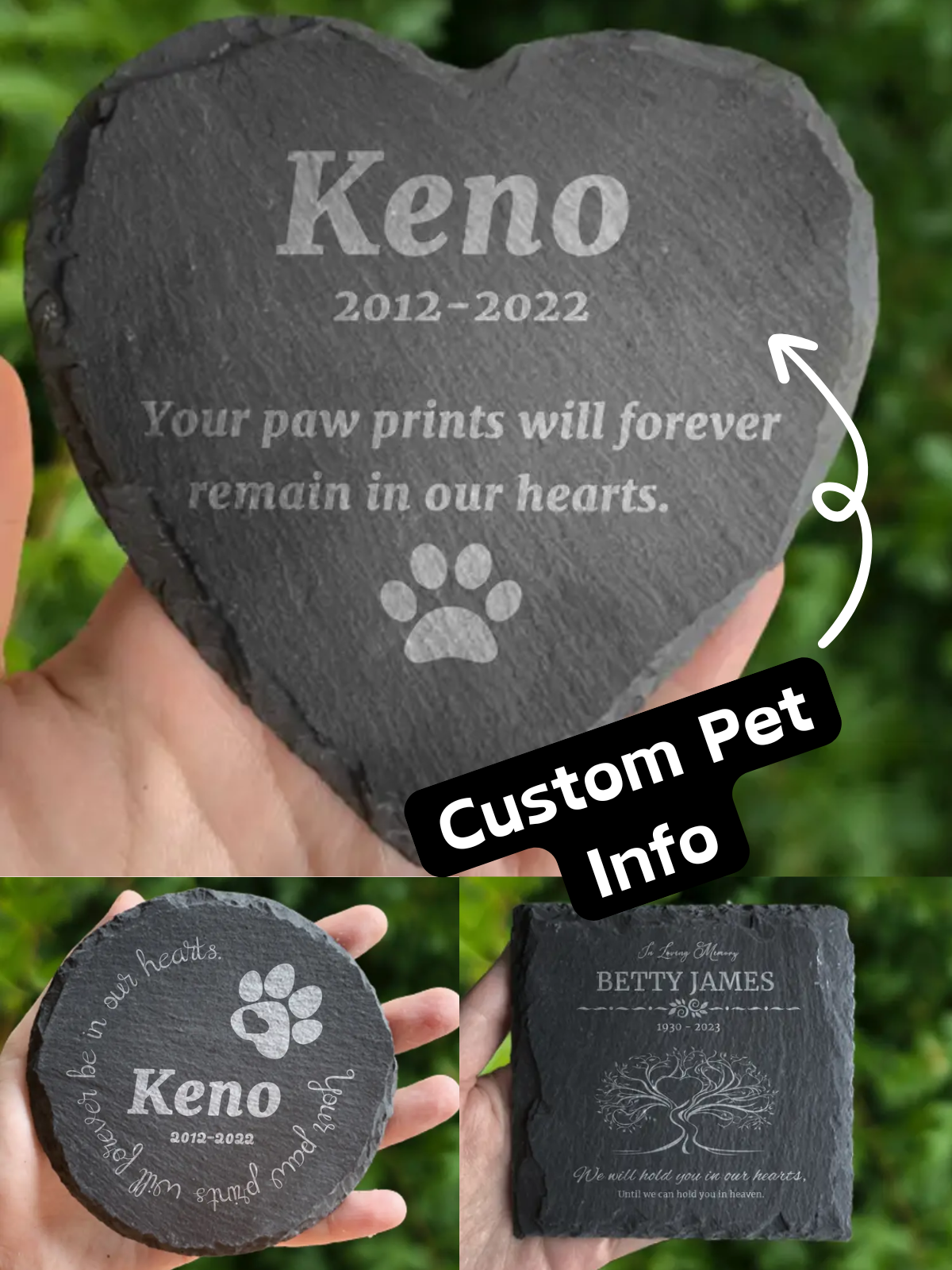 1pc Custom Pet Memorial Stone, Personalized Engrave Dog Cat Memorial Plaque, Pet Grave Stone, Engraved Heart/Round/Square Rock With Pets Name, Pet Loss Gift, Sympathy Gift Art Supplies
