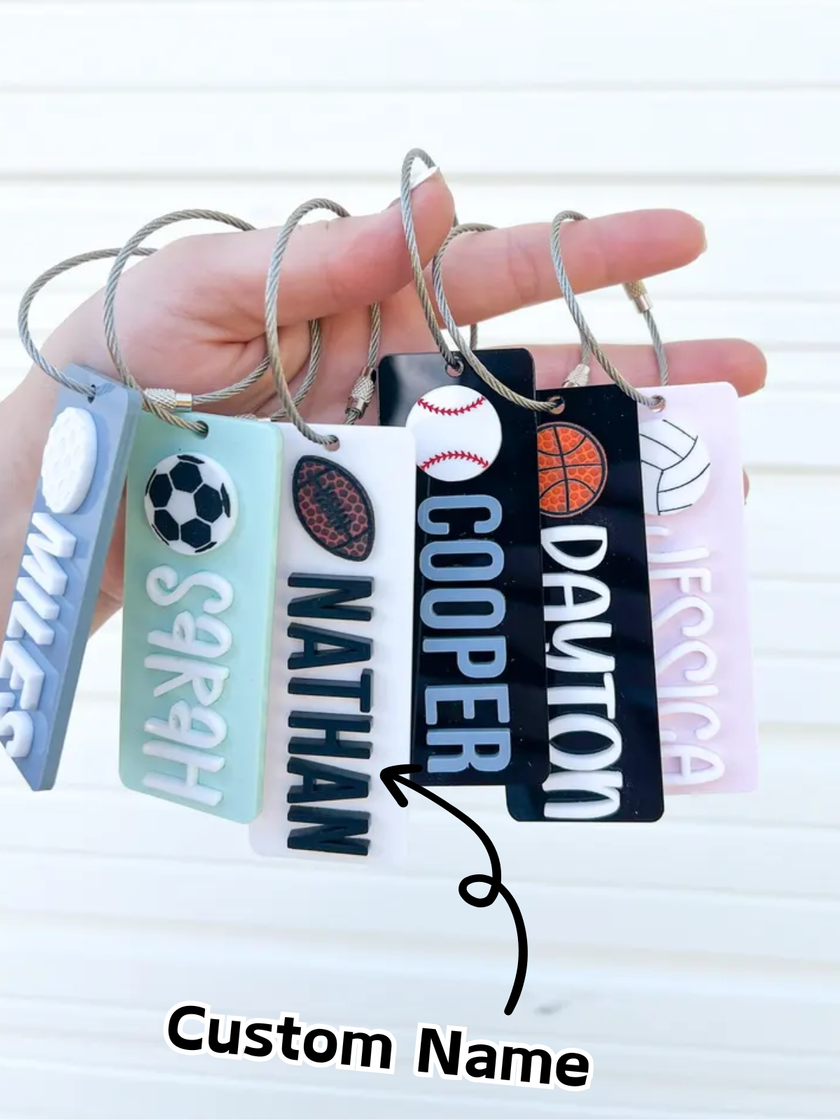 1-Pack Custom Name Acrylic Keychain, Multi-Sport Choice (Soccer/Baseball/Basketball), Personalized Round Shape ID Tag for Water Bottles & Backpacks, Kids Sports Gifts, Team Events, Birthday Party Favors