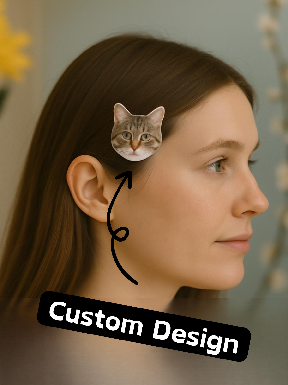 1 pcs Custom pet art hair clip- Mothers day gift- Mom gift for mothers day- Pet art- Custom pet memorial gift-Cat mom- dog mom gifts- gift for mom