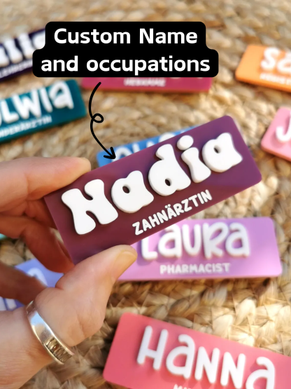 1 Piece Customised Work Name Badge, Name Badge for Work, Personalised Name Badge, Acrylic Name Badge, Gift for Nurse, Present for Teacher