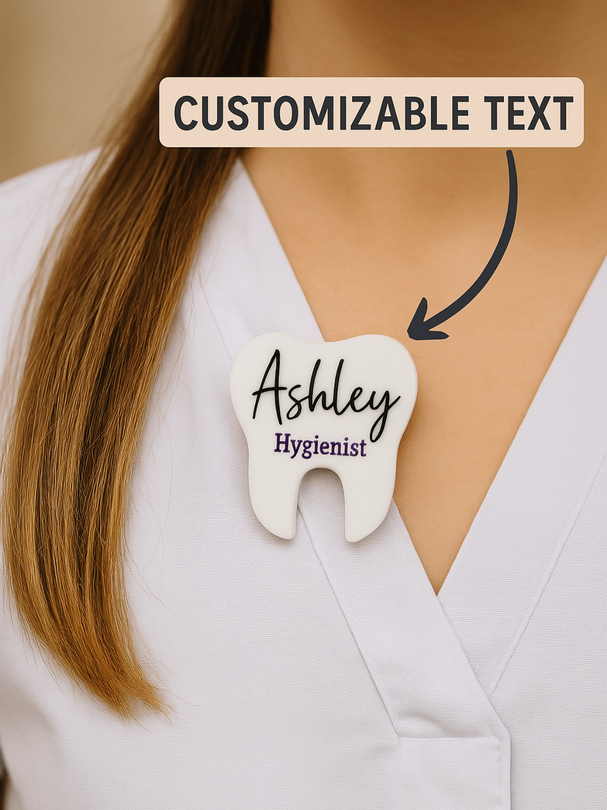 1 Piece Personalized Dental Name Tag, tooth pin, dental graduation gift, hygienist name badge, dental assistant gift, tooth tag, staff gift, dentist