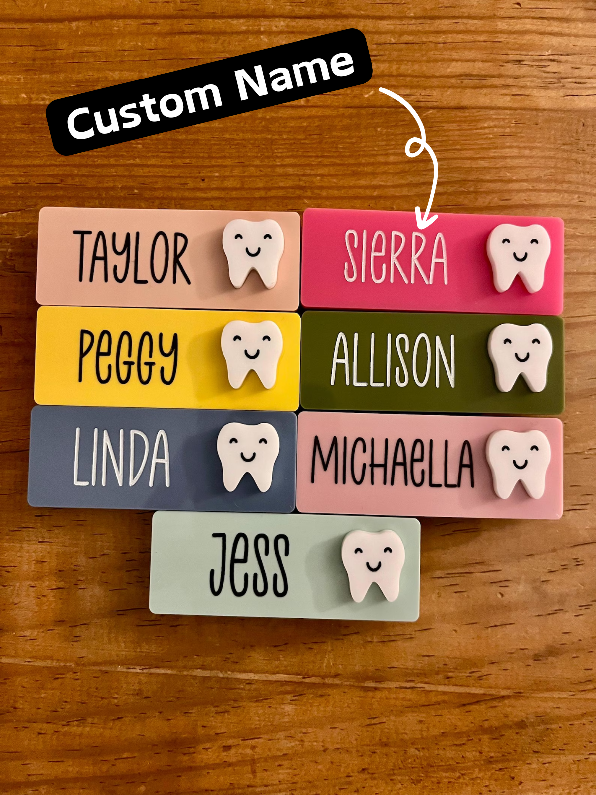 1 Piece Magnetic Name Tag - Dental Hygienist, Dentist, Dental Assistant, Dental Receptionist, dental office, dental clinic