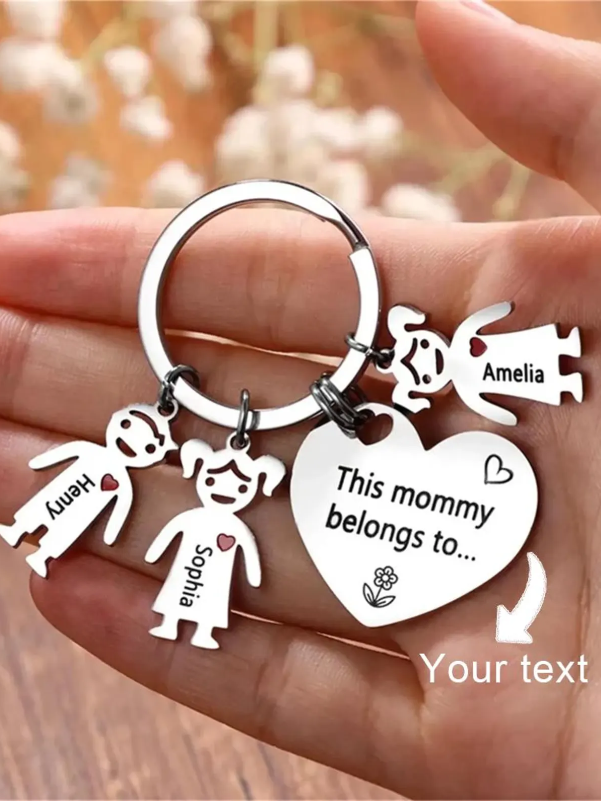 1 Piece This Mommy Daddy Belongs To... Keychain, Custom Family Keyring, Personalized Keyring, Kids Names Keychain, Mother's Day, Father's Day Gift